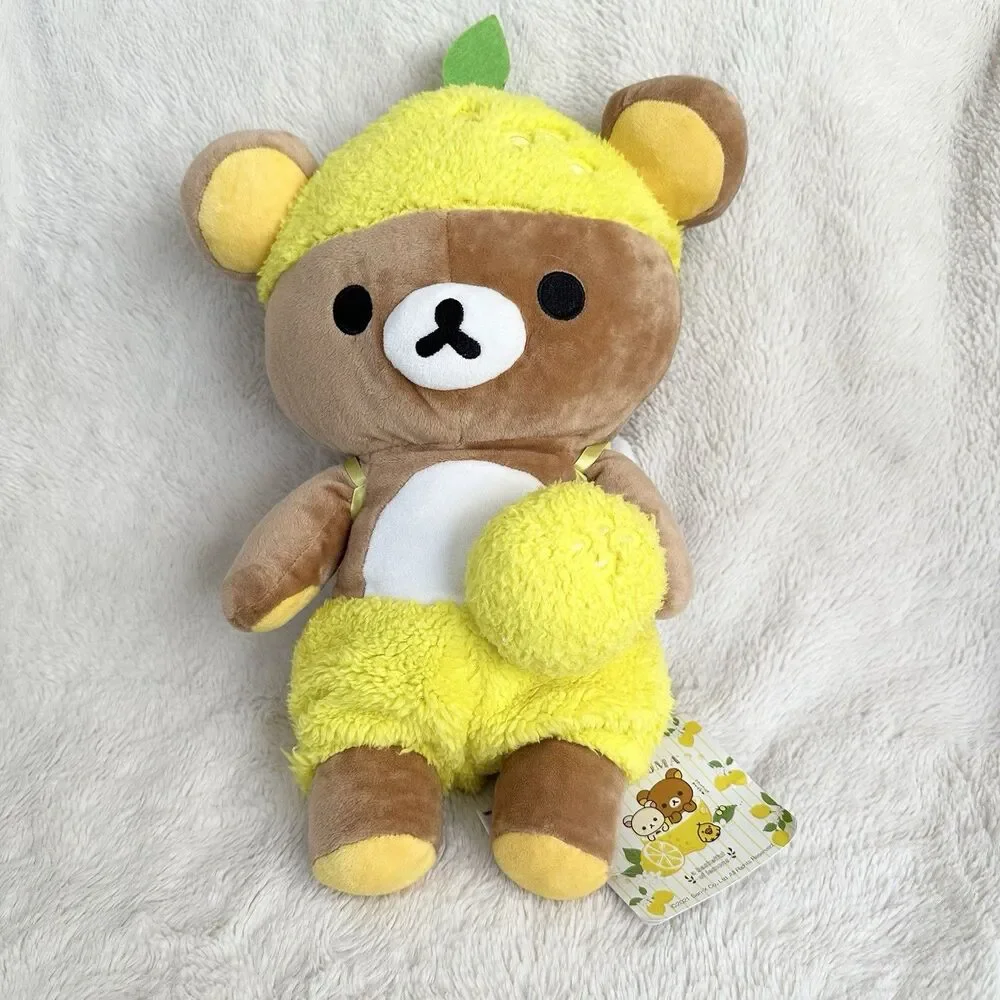 San-X Rilakkuma A Basketful Of Lemons Outfit Teddy Bear 14” Plush Toy NWT